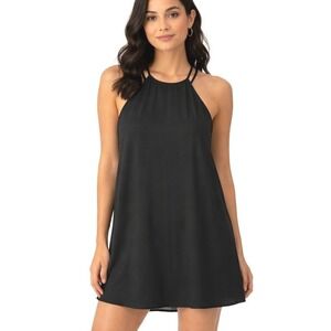 Show Me Your MuMu Black Halter Mini Dress Size M Flowy Swing Casual